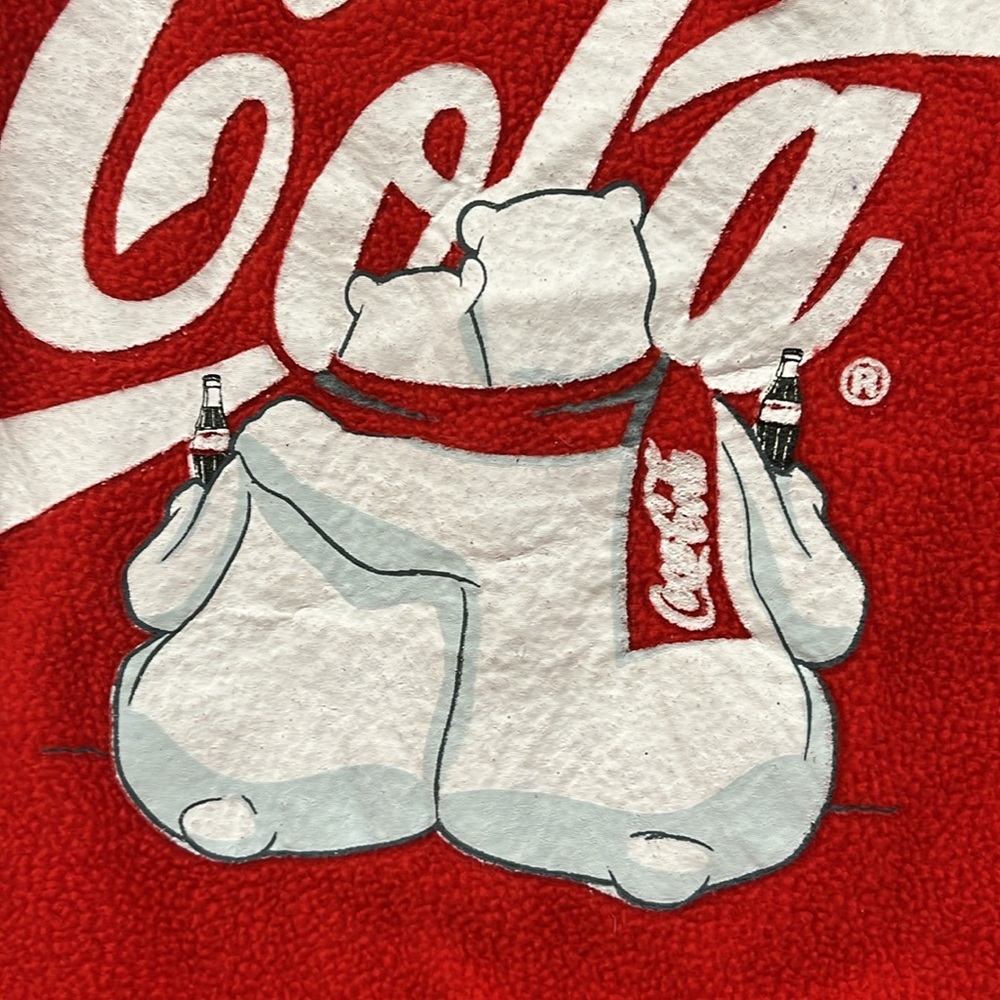 Coca Cola Polar Bear Fleece Long Sleeve Top Red White S